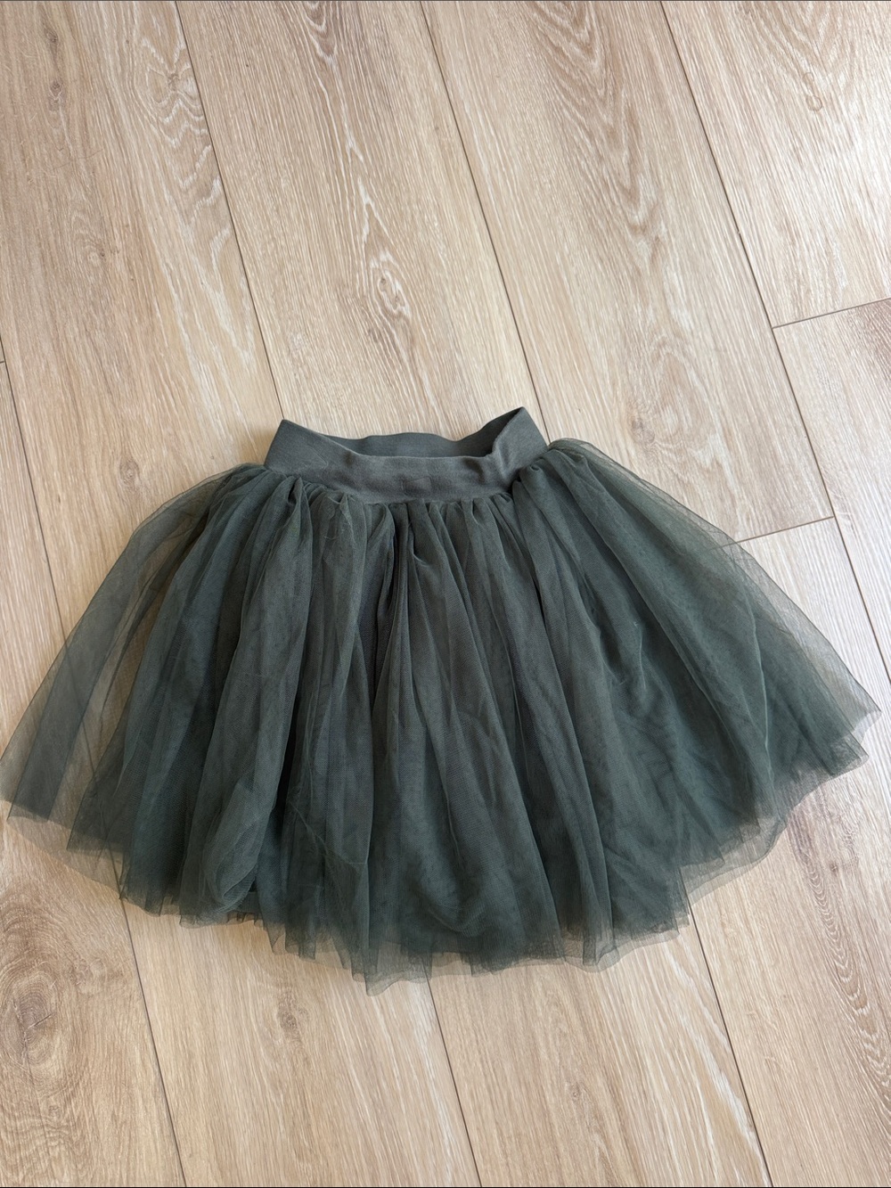 Tulle A-Line Skirt in Olive Green